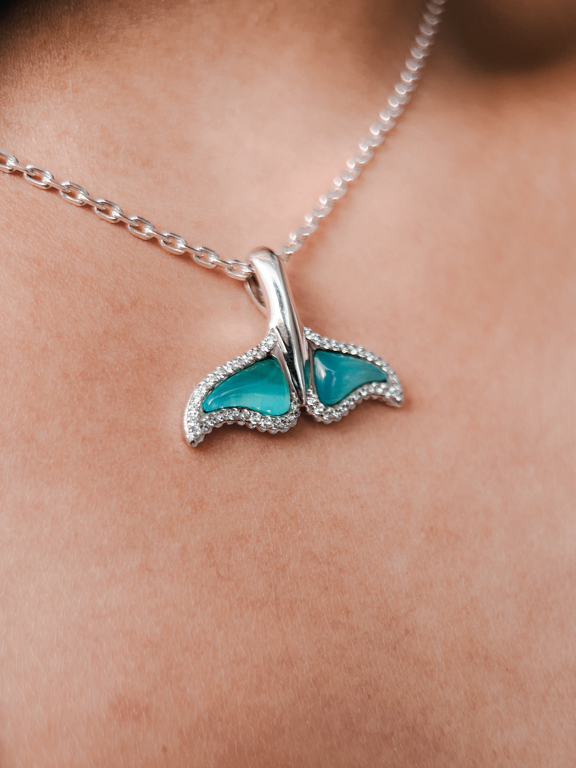 Aqua Whale Pendant Necklace