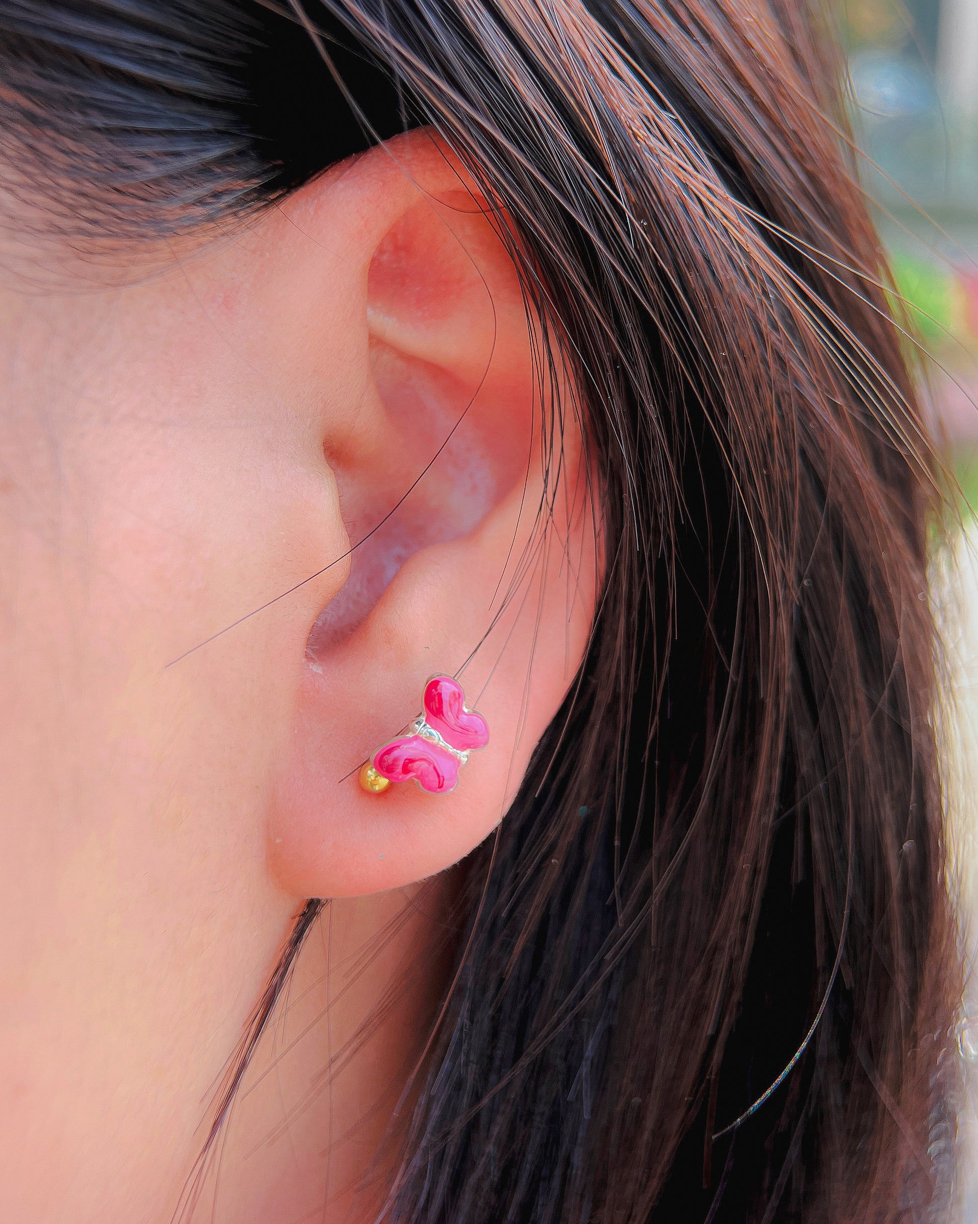 Pink Butterfly Earrings