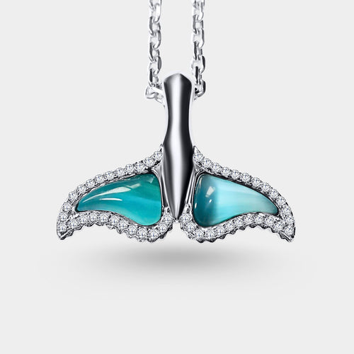 Aqua Whale Pendant Necklace