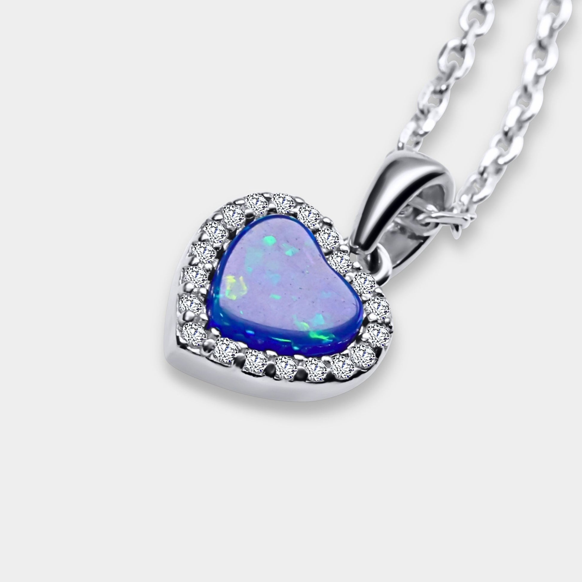 Opal Heart Pendant Necklace
