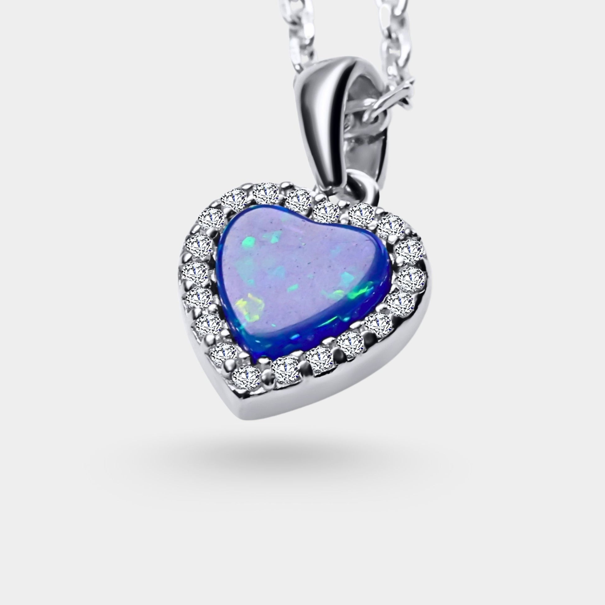 Opal Heart Pendant Necklace