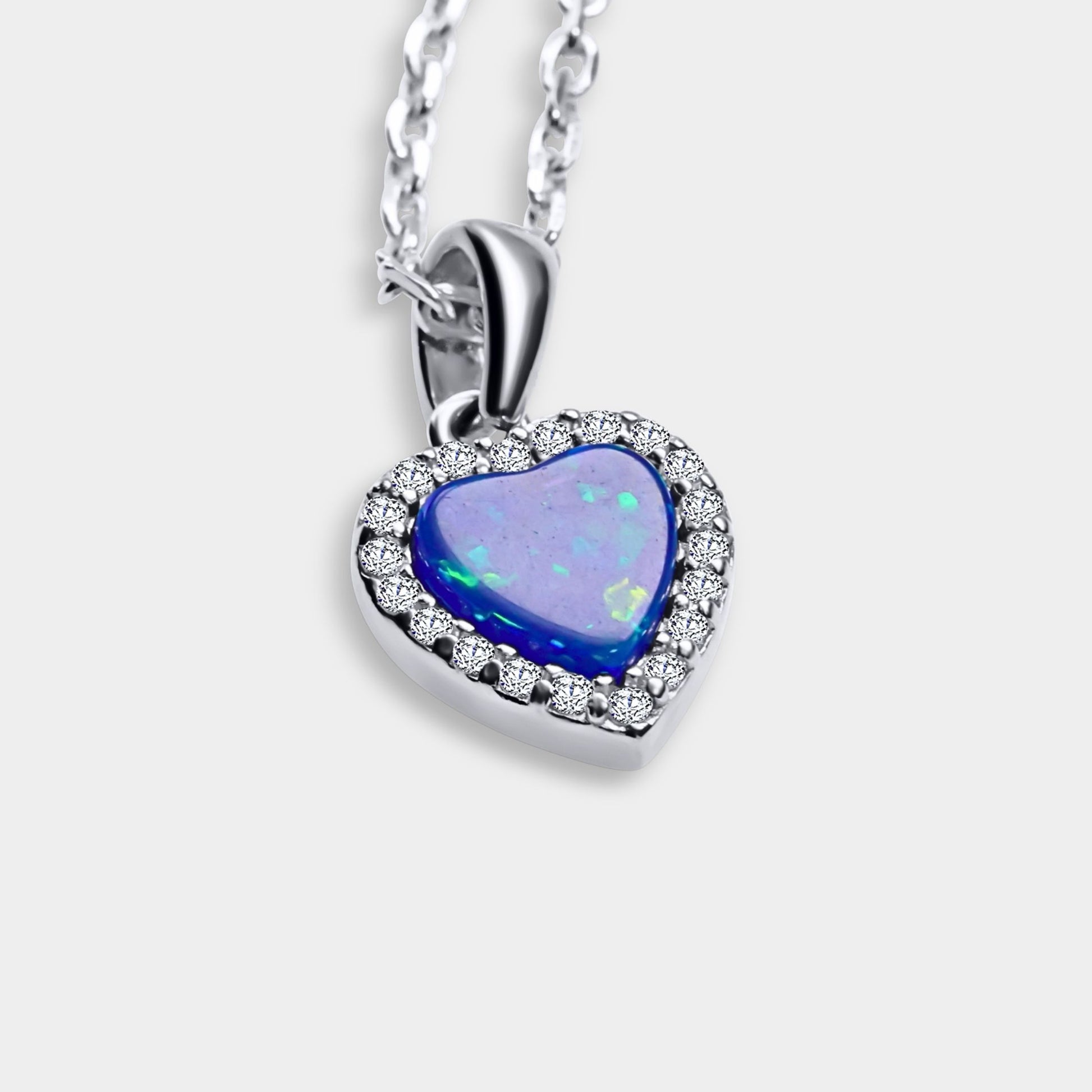 Opal Heart Pendant Necklace