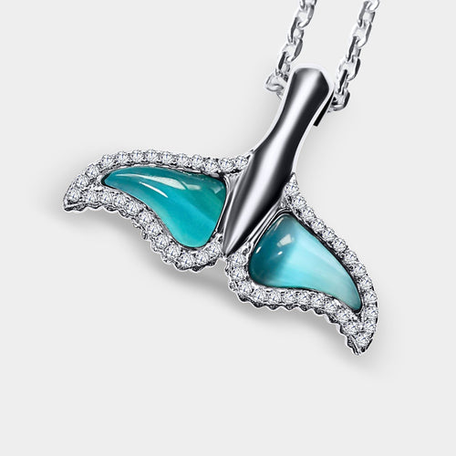 Aqua Whale Pendant Necklace