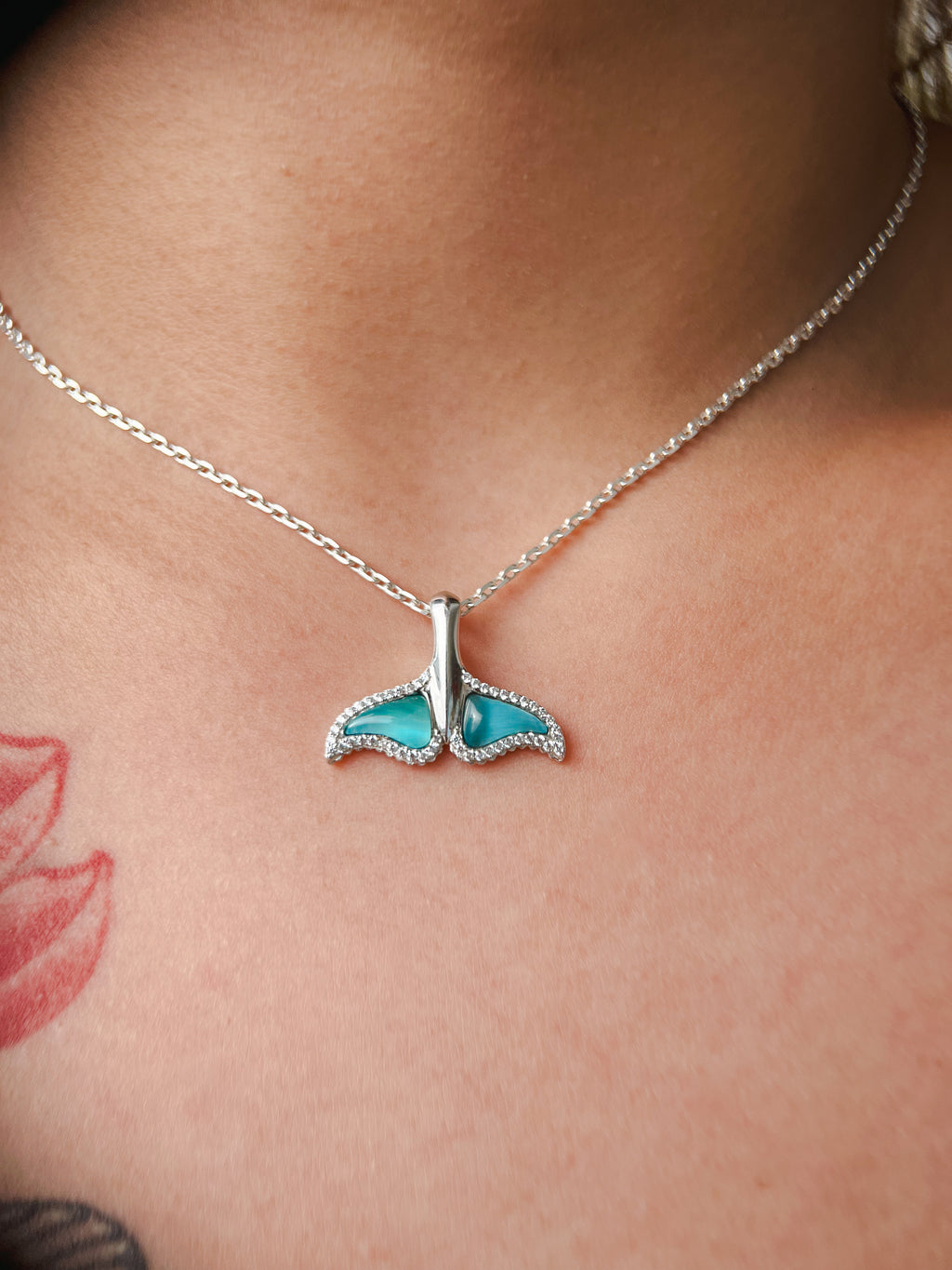 Aqua Whale Pendant Necklace