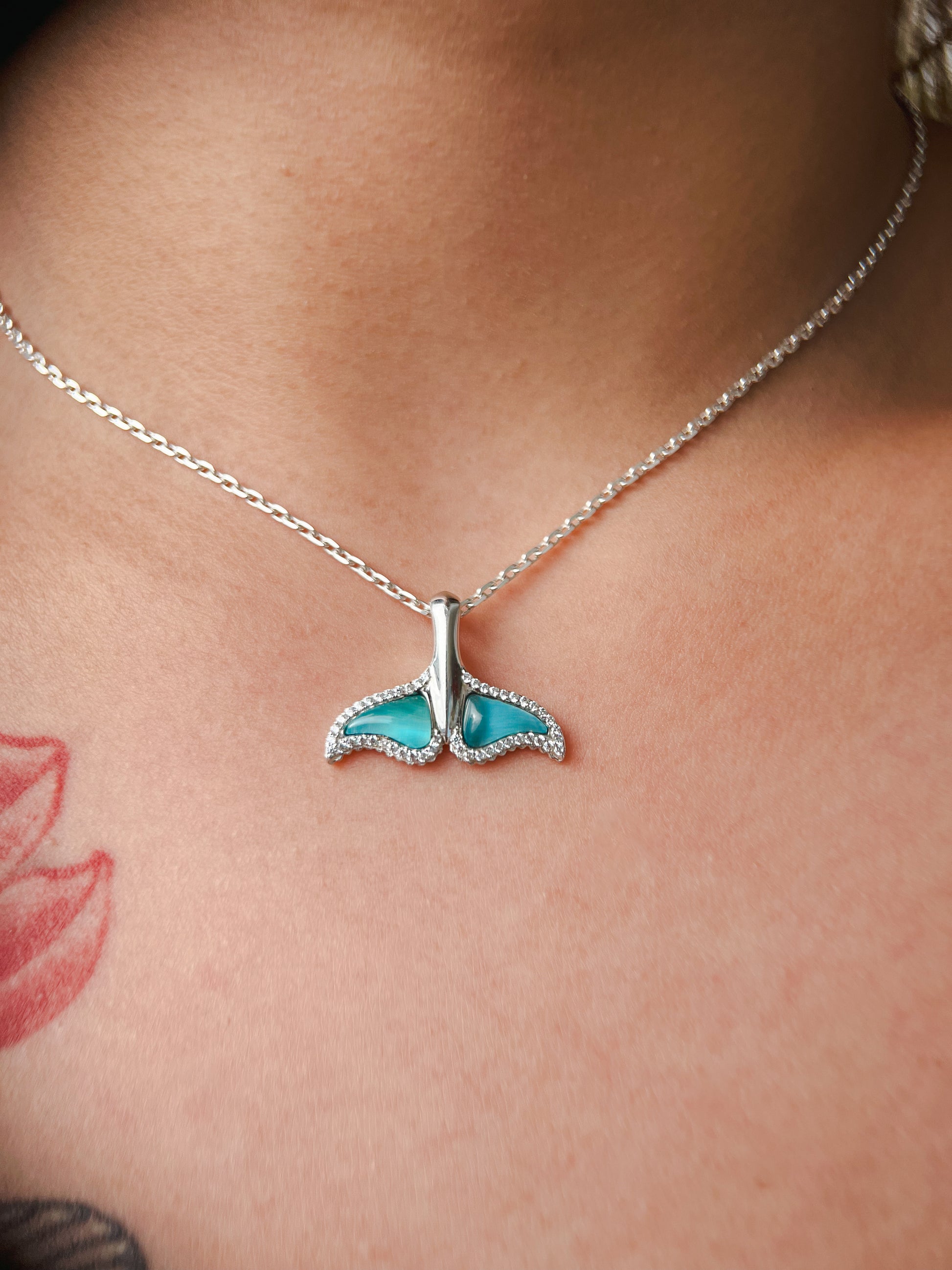 Aqua Whale Pendant Necklace