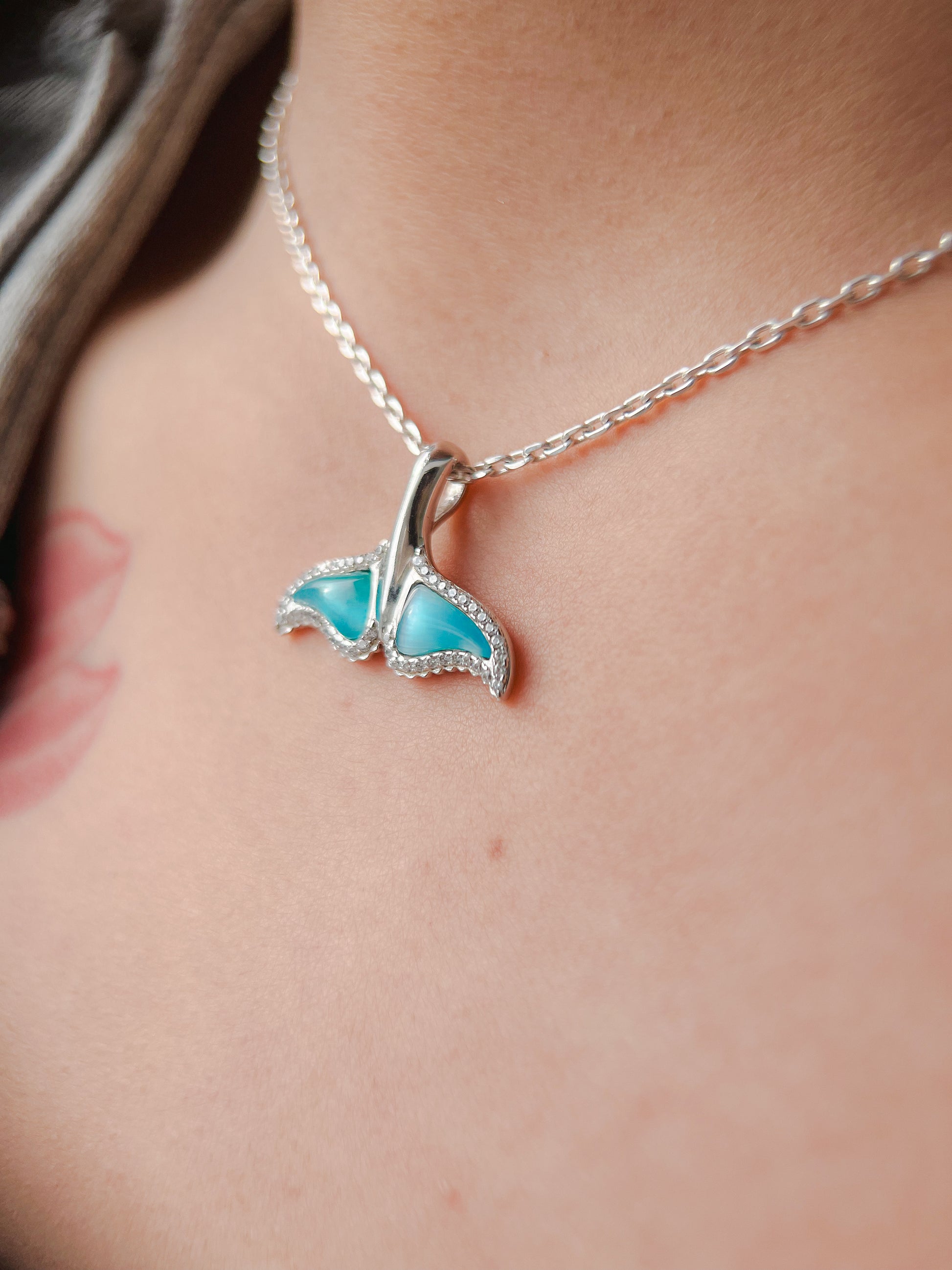 Aqua Whale Pendant Necklace